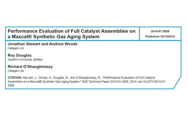 Paper – Performance Evaluation of Full Catalyst Assemblies on a Maxcat® Synthetic Gas Ageing System