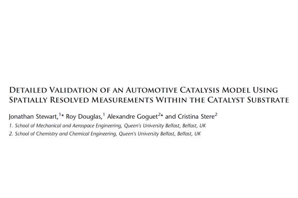 Paper – Detailed Validation of an Automotive Catalysis Model Using Spatially Resolved Measurements Within the Catalyst Substrate