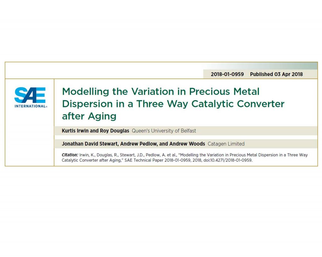 Paper – Modelling the Variation in Precious Metal Dispersion in a Three Way Catalytic Converter after Aging