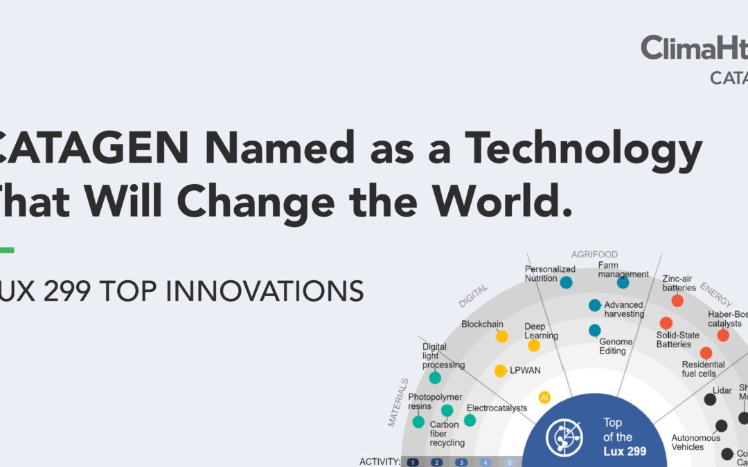 CATAGEN Named One of The Top 20 “Technologies That Will Change the World” By Lux Research